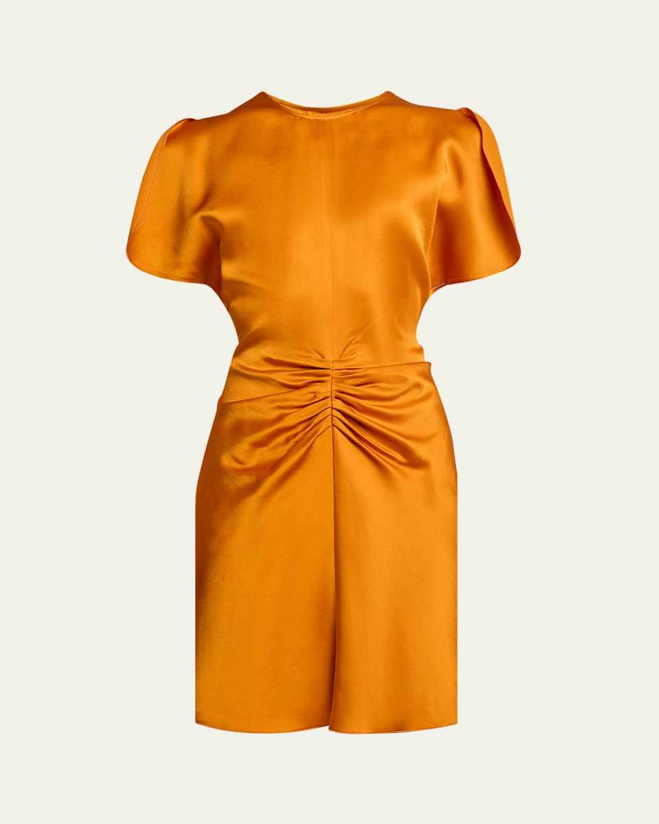 Ruched Gathered-Waist Mini Dress